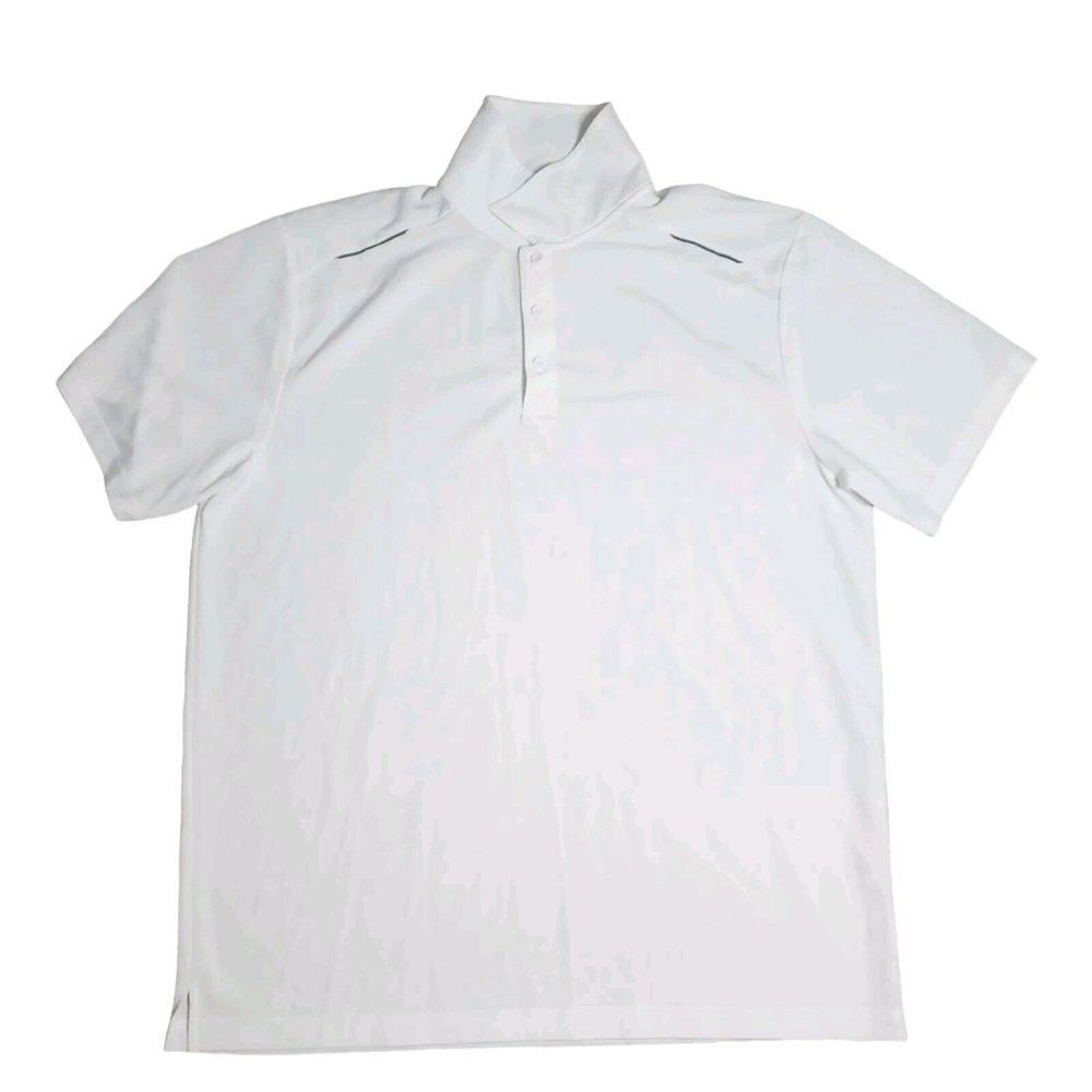 PORT AUTHORITY Solid All‎ White Collared Short Sleeve Polo Shirt Mens Size XL